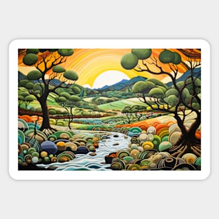 Countryside Concept Abstract Colorful Scenery Painting Magnet